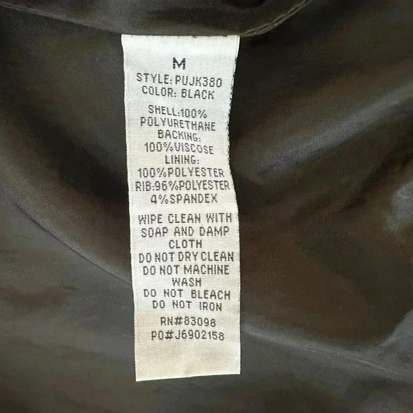 Ci Sono By Cavalini Women’s Medium Black 100% Vegan Leather Bomber Jacket - Picture 5 of 9